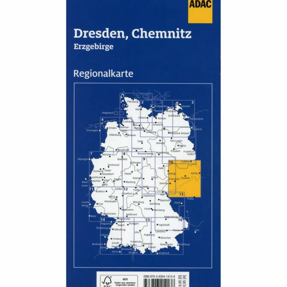 ADAC REGIONALKARTE BLATT 10 DRESDEN, CHEMNITZ 1:150.000 - Straßenkarte