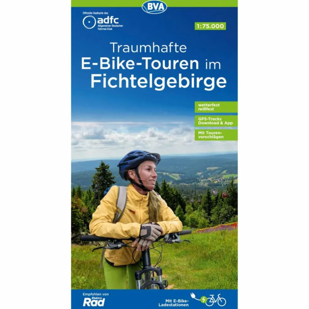 ADFC TRAUMHAFTE E-BIKE-TOUREN IM FICHTELGEBIRGE, 1:75.000 - Fahrradkarte