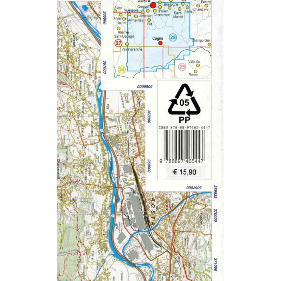 AOSTA - PILA - VALLE DI COGNE - GRAN PARADISO 1 : 25 000 - Wanderkarte