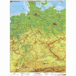 DEUTSCHLAND PHYSISCH. WANDKARTE MIT METALLLEISTE - Poster