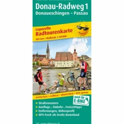 DONAU-RADWEG 1. DONAUESCHINGEN - PASSAU - Fahrradkarte