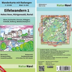 EIFELWANDERN 1 - HOHES VENN, HÜRTGENWALD, RURTAL 1 : 25 000 - Wanderkarte