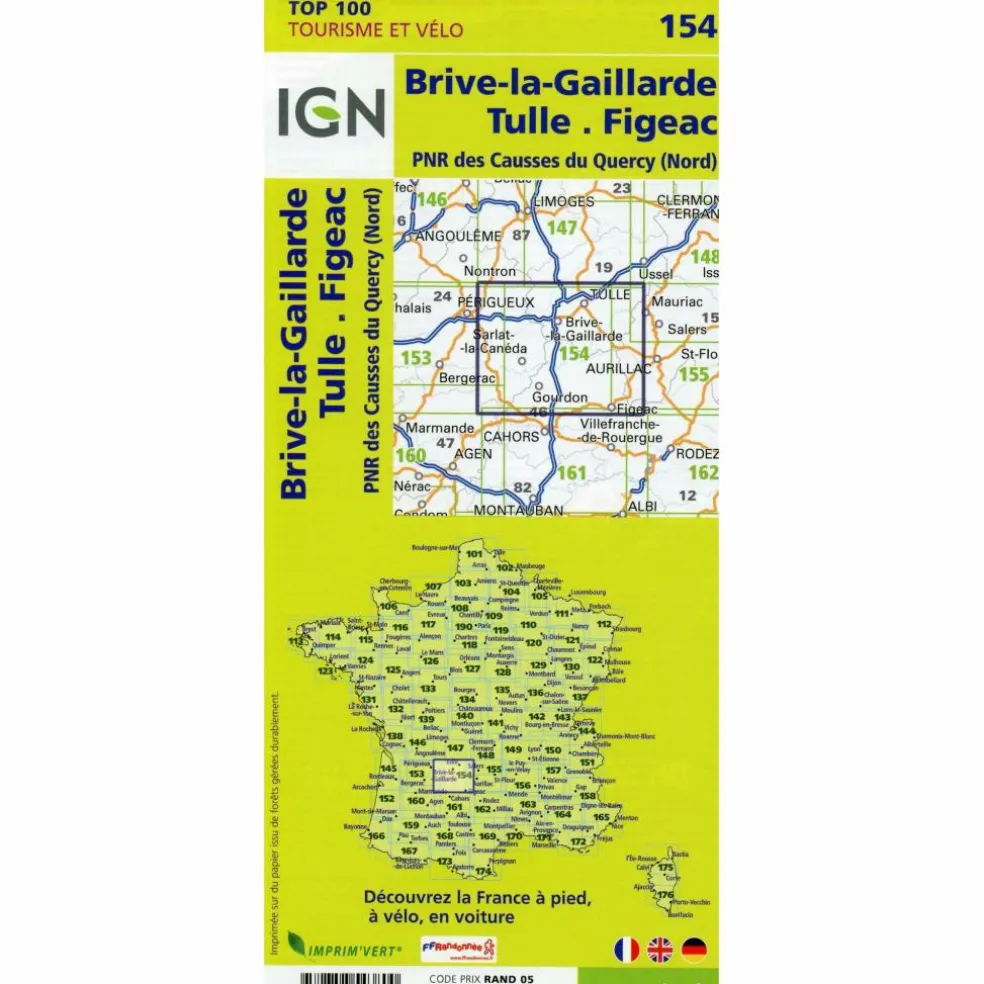 IGN 154 BRIVE-LA-GAILLARDE 1:100 000 - Karte
