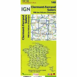 IGN 148 CLERMONT-FERRAND SALERS 1:100 000 - Karte