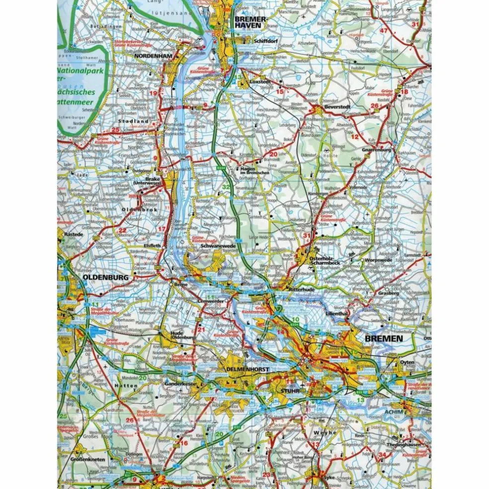 K+F DEUTSCHE NORDSEEKÜSTE 1 : 275.000 - Straßenkarte