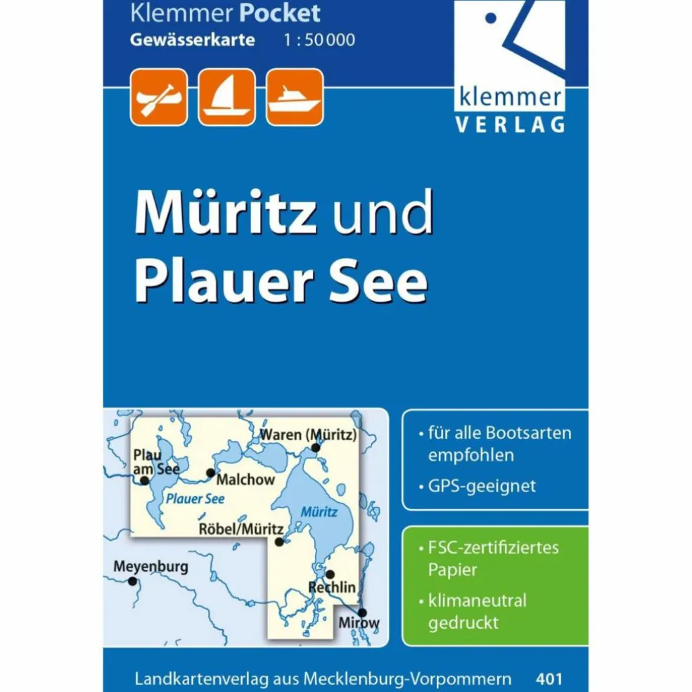 KLEMMER POCKET GEWÄSSERKARTE MÜRITZ - Wasserkarte