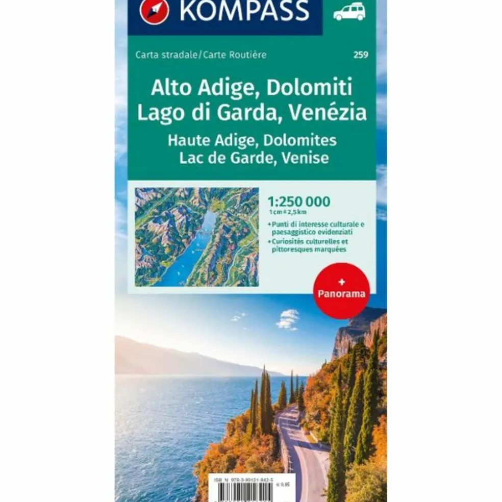 KOMPASS AUTOKARTE SÜDTIROL, DOLOMITEN, GARDASEE, VENEDIG