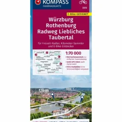 KOMPASS FAHRRADKARTE 3372 WÜRZBURG, ROTHENBURG