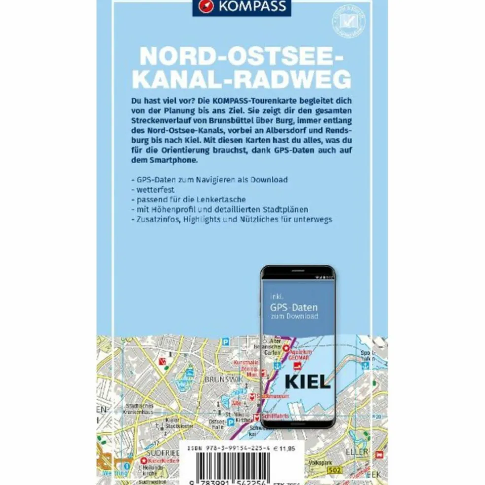 KOMPASS FAHRRAD-TOURENKARTE NORD-OSTSEE-KANAL-RADWEG