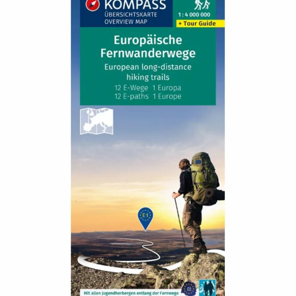 KOMPASS FERNWEGEKARTE EUROPÄISCHE FERNWANDERWEGE