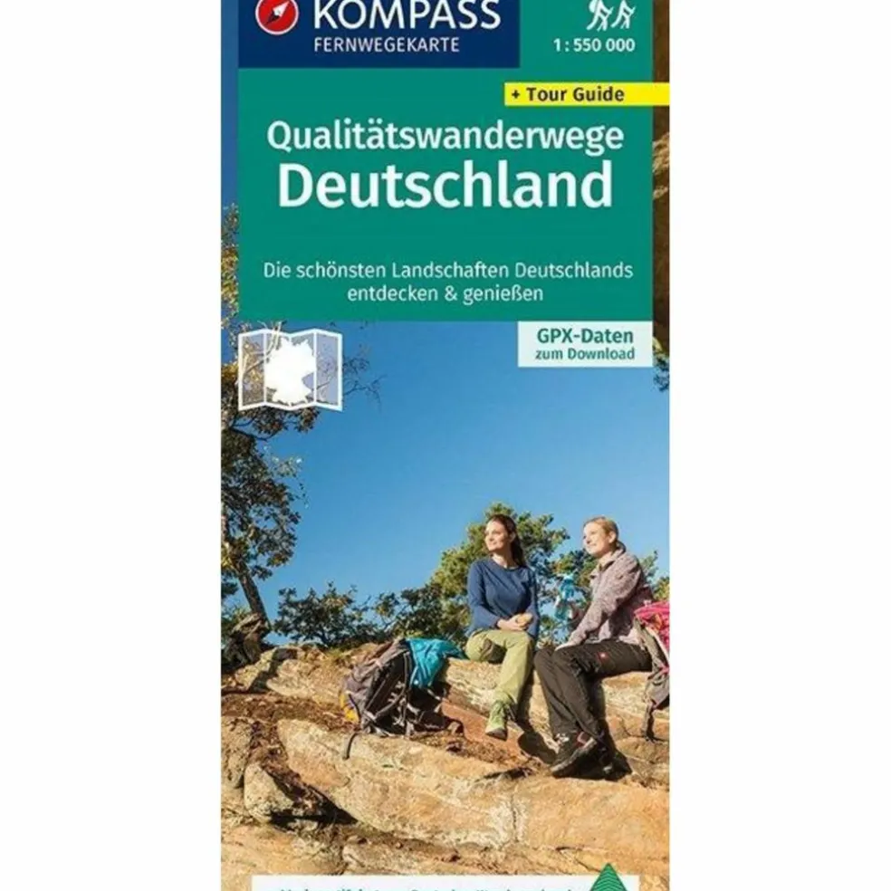 KOMPASS FERNWEGEKARTE QUALITÄTSWANDERWEGE DEUTSCHLAND - Wanderkarte