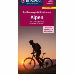KOMPASS RADFERNWEGEKARTE RADFERNWEGE & BIKETOUREN ALPEN