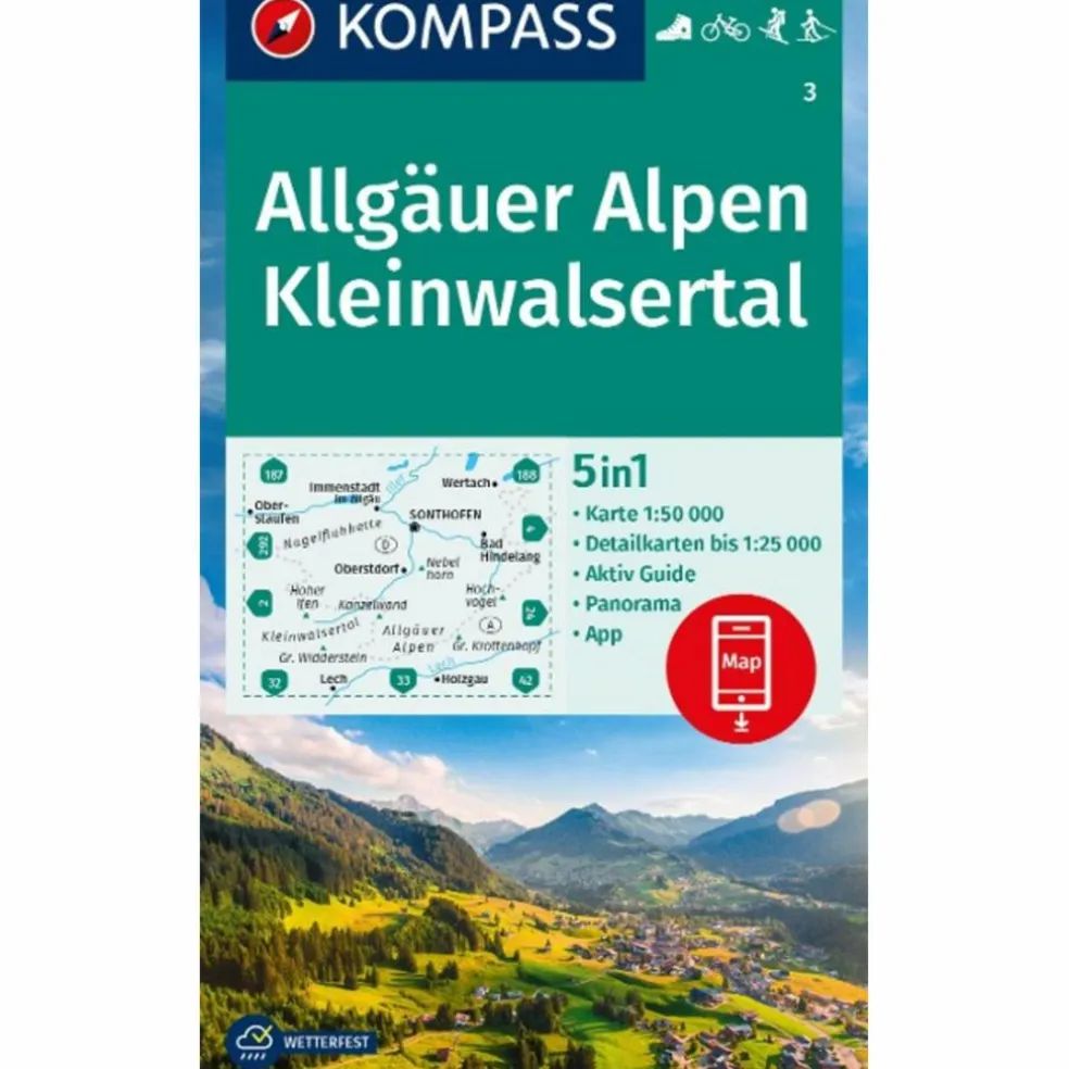 KOMPASS WANDERKARTE 3 ALLGÄUER ALPEN, KLEINWALSERTAL