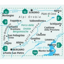 KOMPASS WANDERKARTE 104 ALPI OROBIE BERGAMASCHE 1:50000