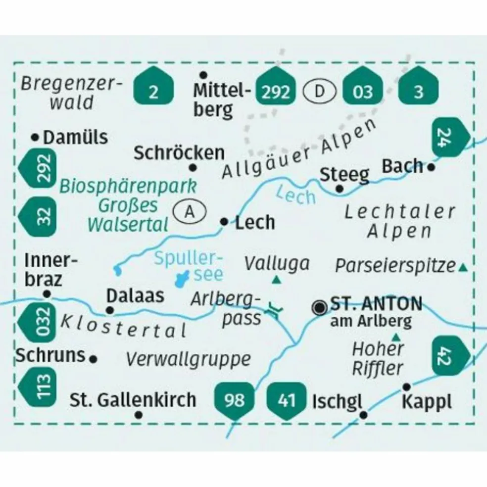 KOMPASS WANDERKARTE 33 ARLBERG, VERWALLGRUPPE 1:50.000
