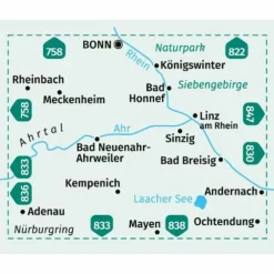 KOMPASS WANDERKARTE 820 BONN, AHRTAL 1:50.000