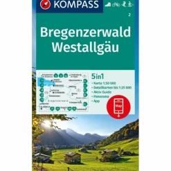 KOMPASS WANDERKARTE 2 BREGENZERWALD, WESTALLGÄU 1:50.000
