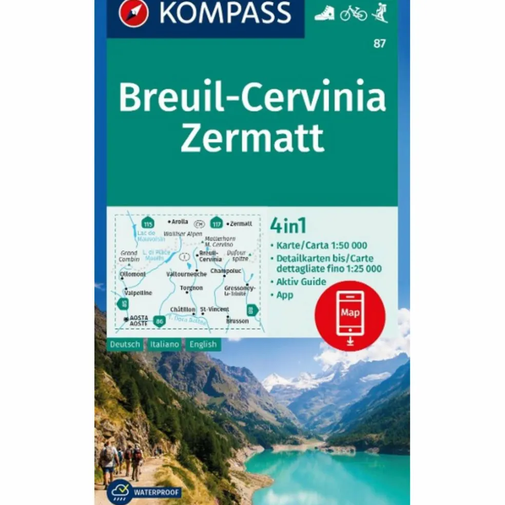 KOMPASS WANDERKARTE 87 BREUIL-CERVINIA, ZERMATT 1:50.000