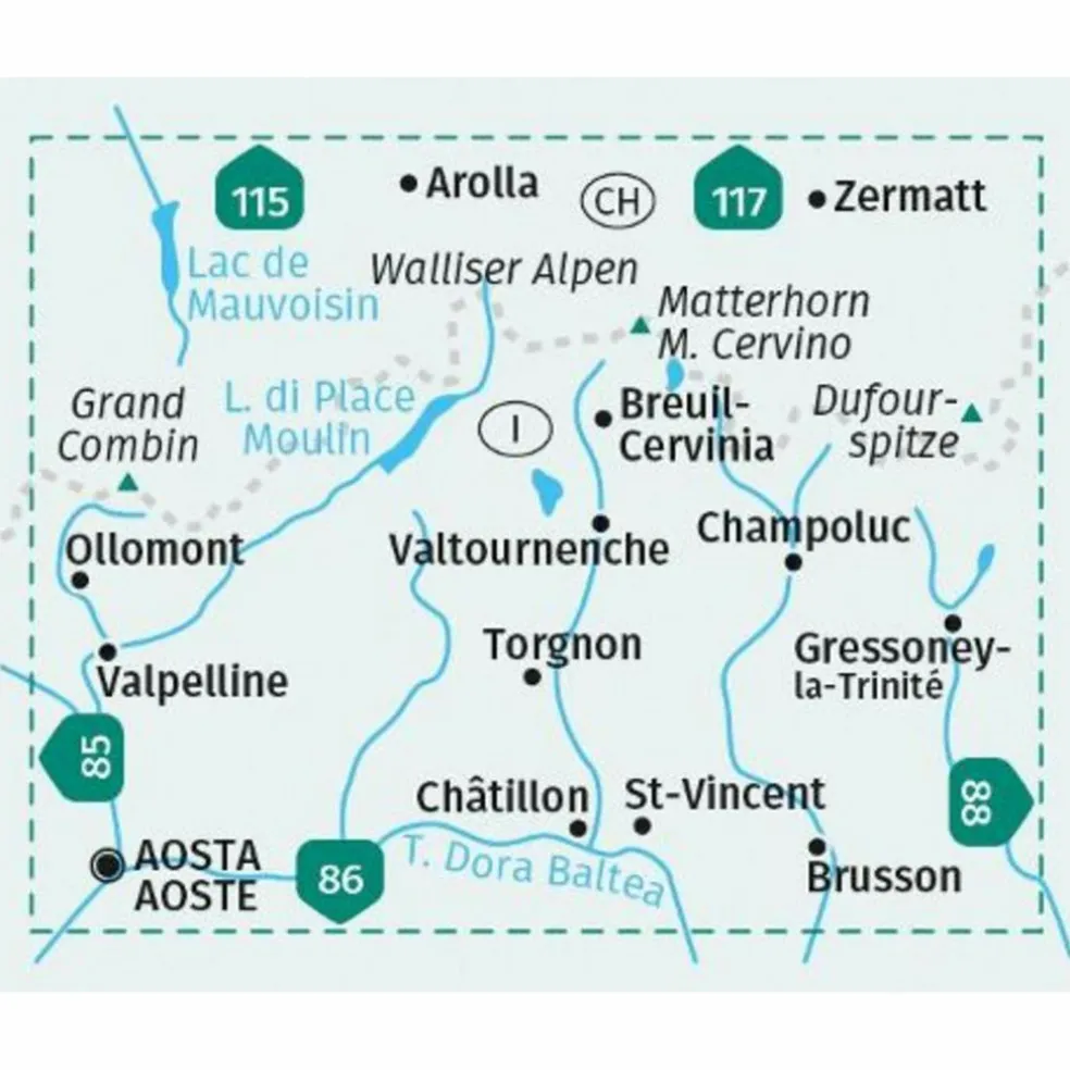 KOMPASS WANDERKARTE 87 BREUIL-CERVINIA, ZERMATT 1:50.000