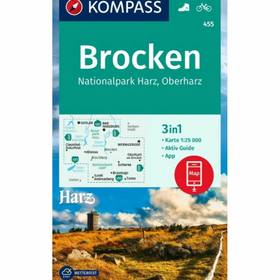 KOMPASS WANDERKARTE 455 BROCKEN, NATIONALPARK HARZ, OBERHARZ