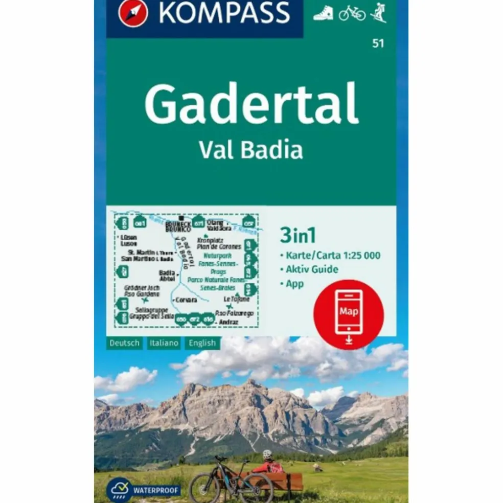 KOMPASS WANDERKARTE 51 GADERTAL / VAL BADIA 1:25.000