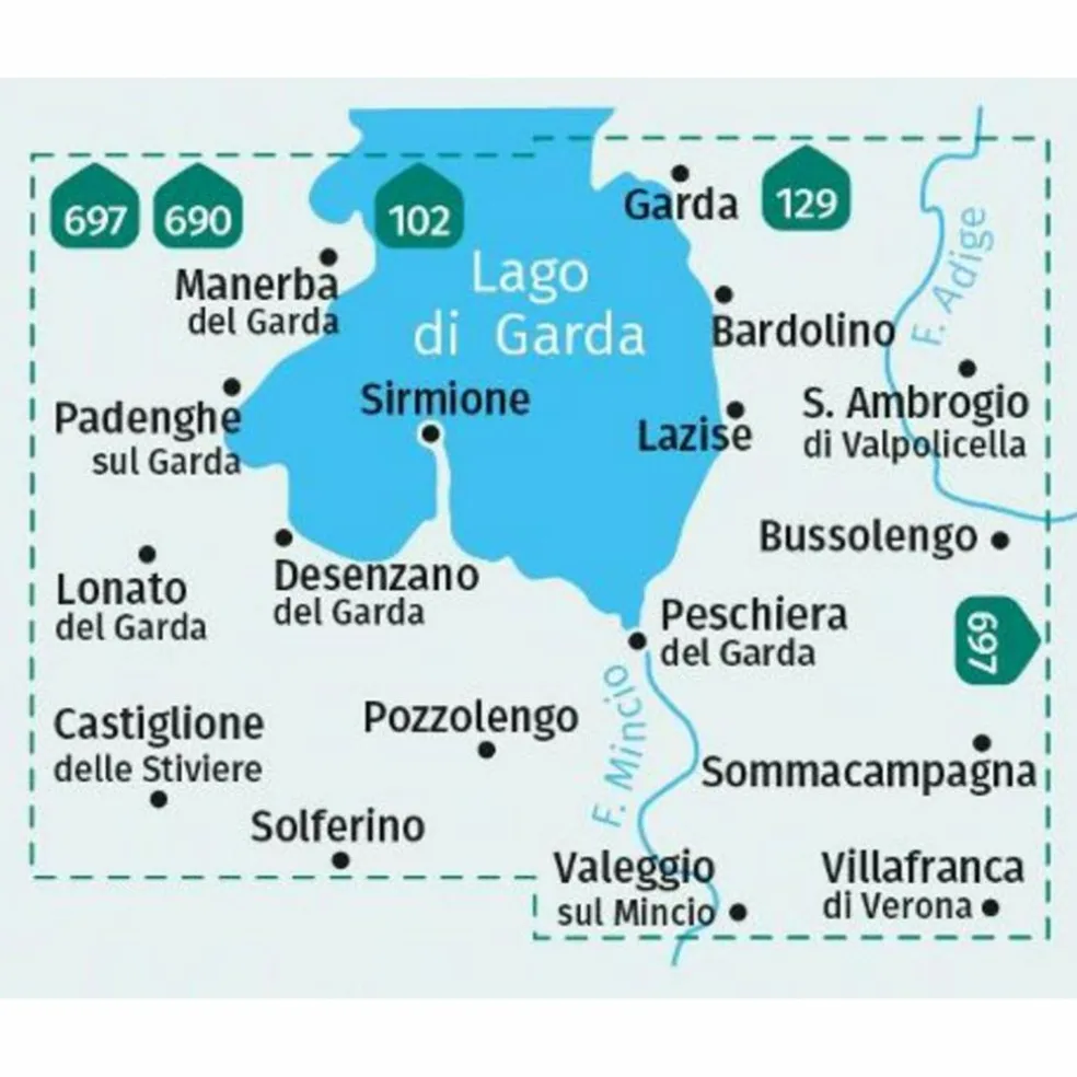 KOMPASS WANDERKARTE 695 GARDASEE SÜD, BASSO GARDA 1:25.000