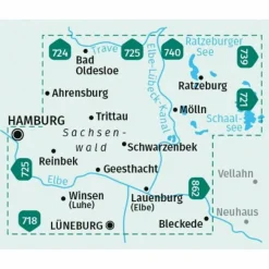 KOMPASS WANDERKARTE 722 HERZOGTUM LAUENBURG, SACHSENWALD