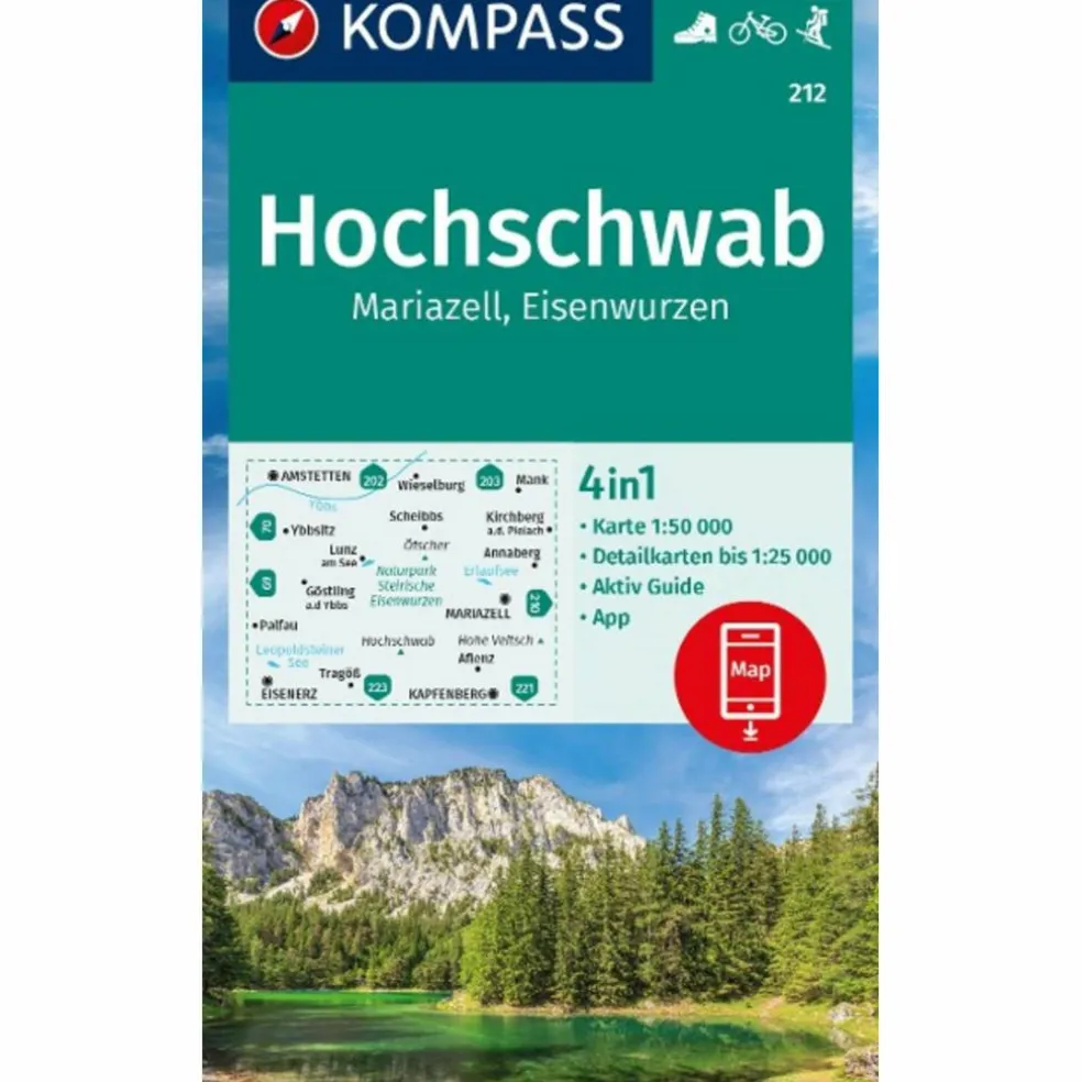 KOMPASS WANDERKARTE 212 HOCHSCHWAB, MARIAZELL, EISENWURZEN