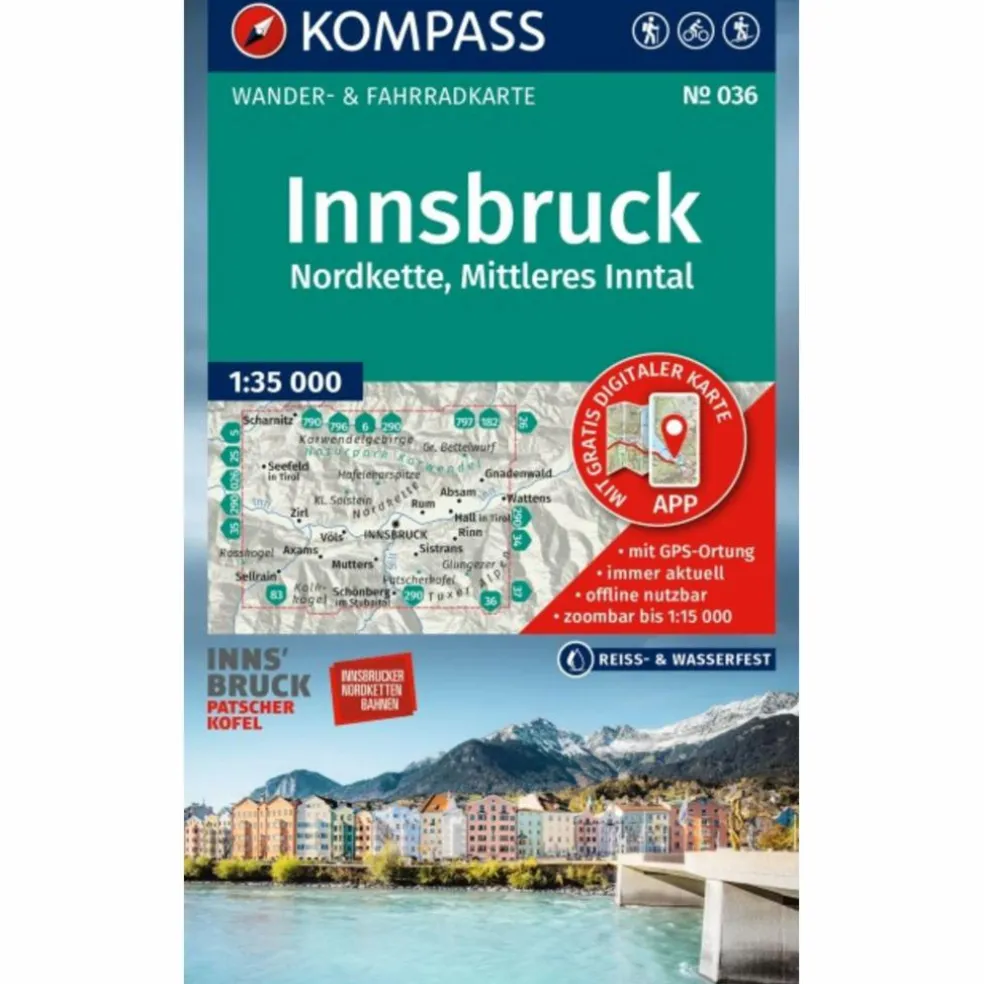 KOMPASS WANDERKARTE 036 INNSBRUCK, NORDKETTE