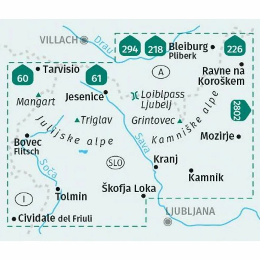 KOMPASS WANDERKARTE 2801 JULISCHE ALPEN