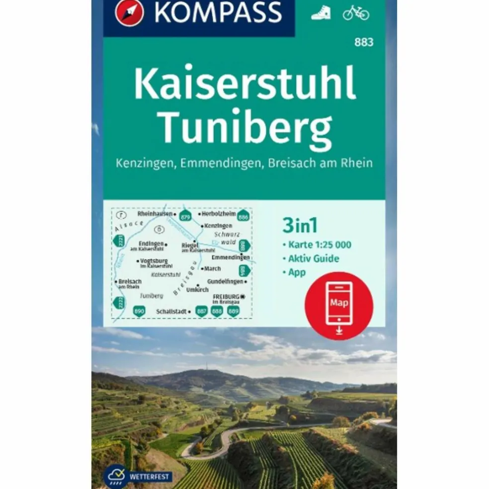 KOMPASS WANDERKARTE 883 KAISERSTUHL, TUNIBERG, KENZINGEN