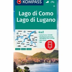 KOMPASS WANDERKARTE 91 LAGO DI COMO, LAGO DI LUGANO