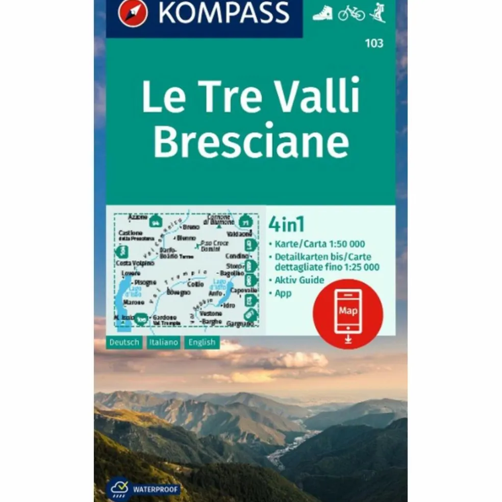 KOMPASS WANDERKARTE 103 LE TRE VALLI BRESCIANE 1:50.000