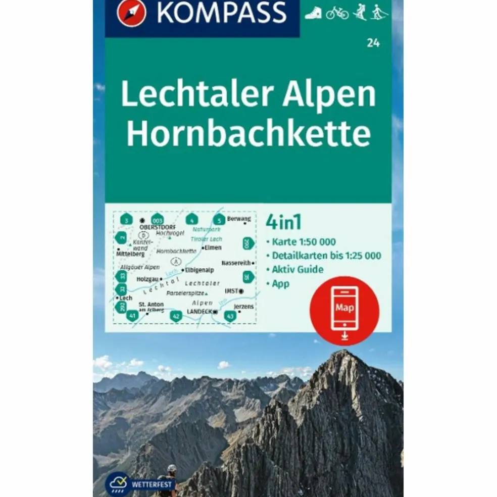 KOMPASS WANDERKARTE 24 LECHTALER ALPEN, HORNBACHKETTE
