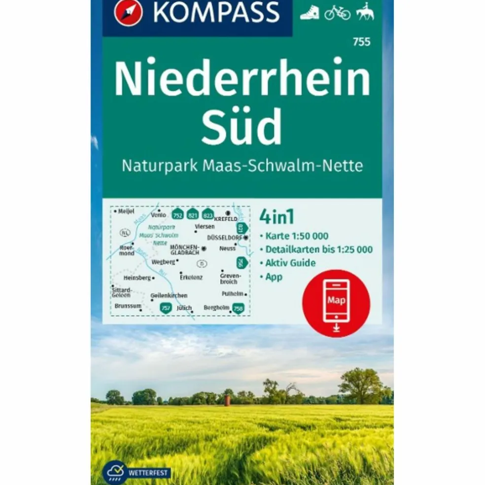 KOMPASS WANDERKARTE 755 NIEDERRHEIN SÜD
