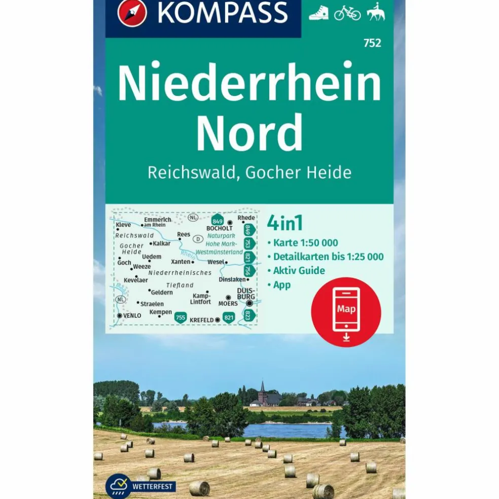 KOMPASS WANDERKARTE 752 NIEDERRHEIN NORD, REICHSWALD