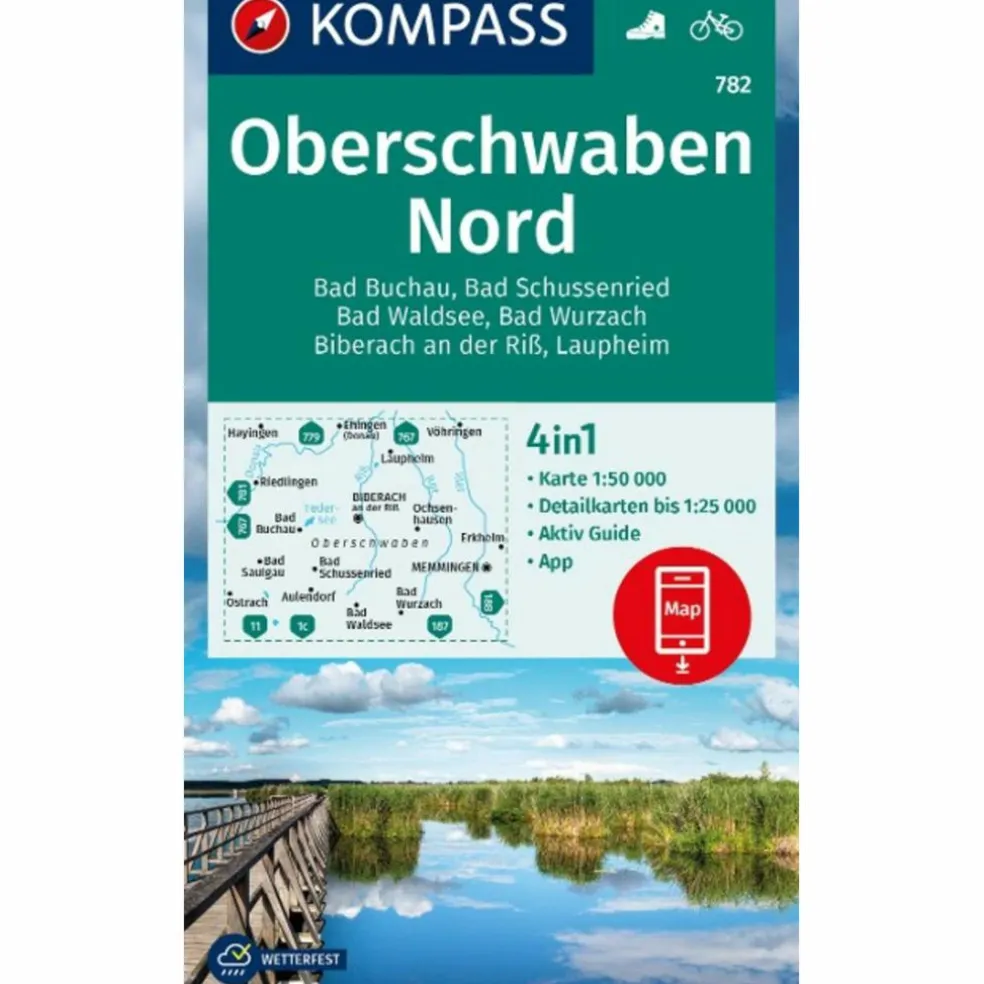 KOMPASS WANDERKARTE 782 OBERSCHWABEN NORD 1:50.000