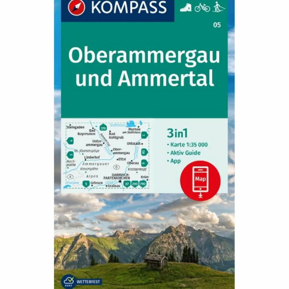 KOMPASS WANDERKARTE 05 OBERAMMERGAU UND AMMERTAL 1:35.000