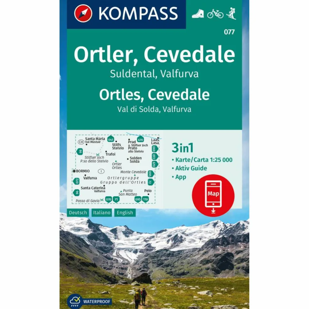 KOMPASS WANDERKARTE 077 ORTLER, CEVEDALE, SULDENTAL