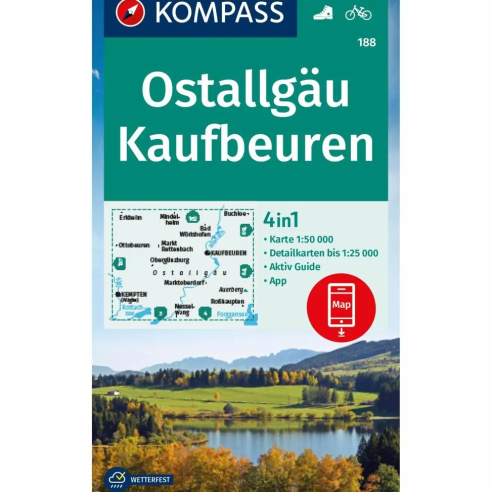 KOMPASS WANDERKARTE 188 OSTALLGÄU, KAUFBEUREN
