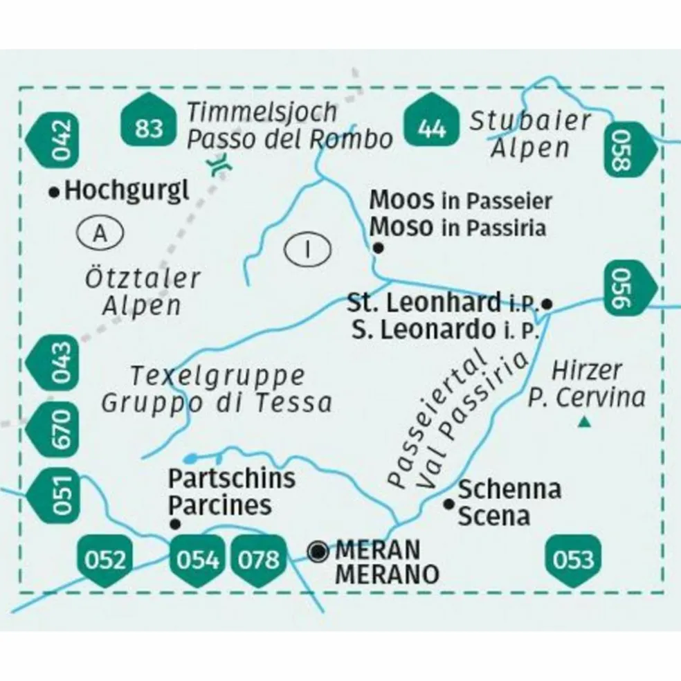 KOMPASS WANDERKARTE 044 PASSEIERTAL / VAL PASSIRIA 1:25.000
