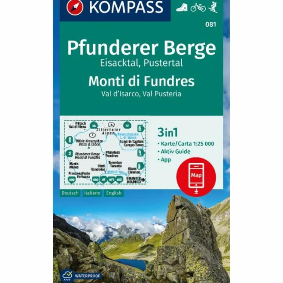 KOMPASS WANDERKARTE 081 PFUNDERER BERGE 1:25.000