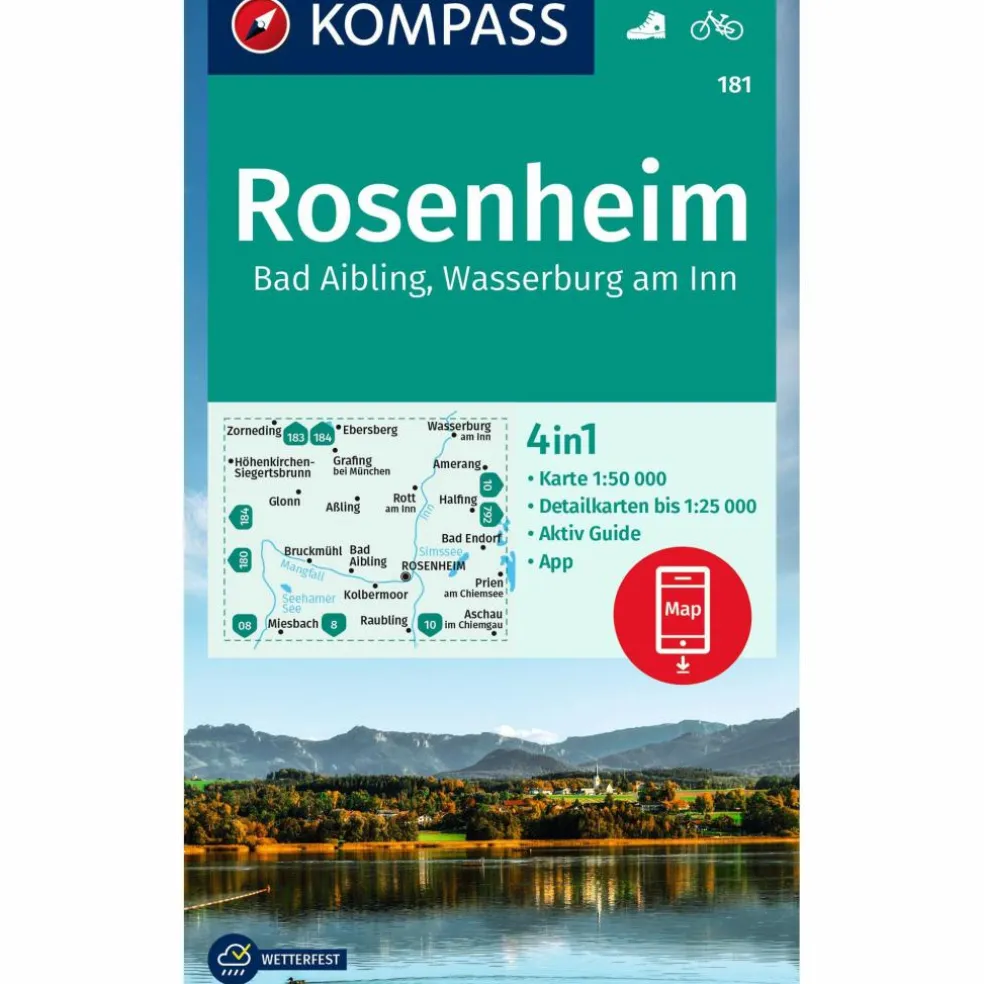KOMPASS WANDERKARTE 181 ROSENHEIM, BAD AIBLING