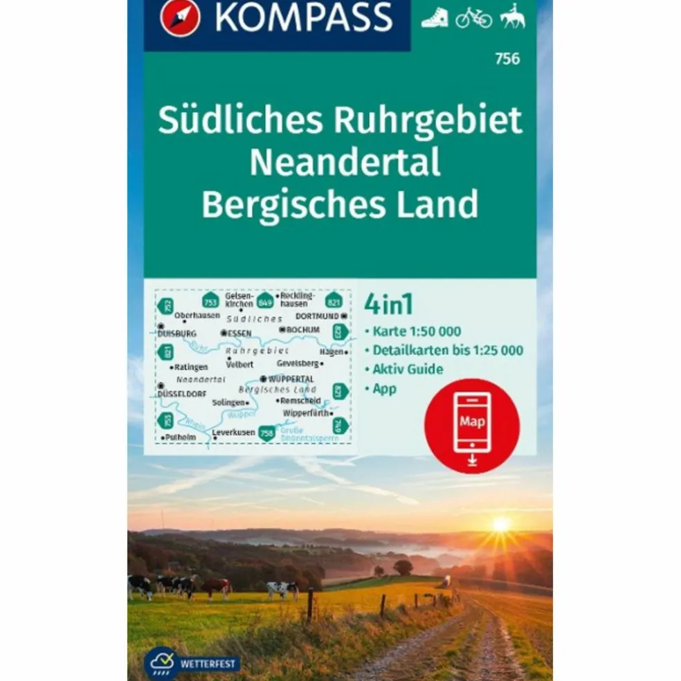 KOMPASS WANDERKARTE 756 SÜDLICHES RUHRGEBIET, NEANDERTAL