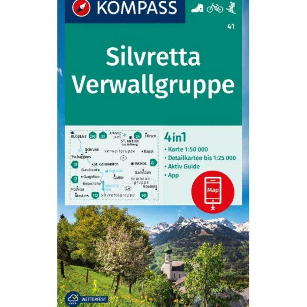 KOMPASS WANDERKARTE 41 SILVRETTA, VERWALLGRUPPE 1:50.000
