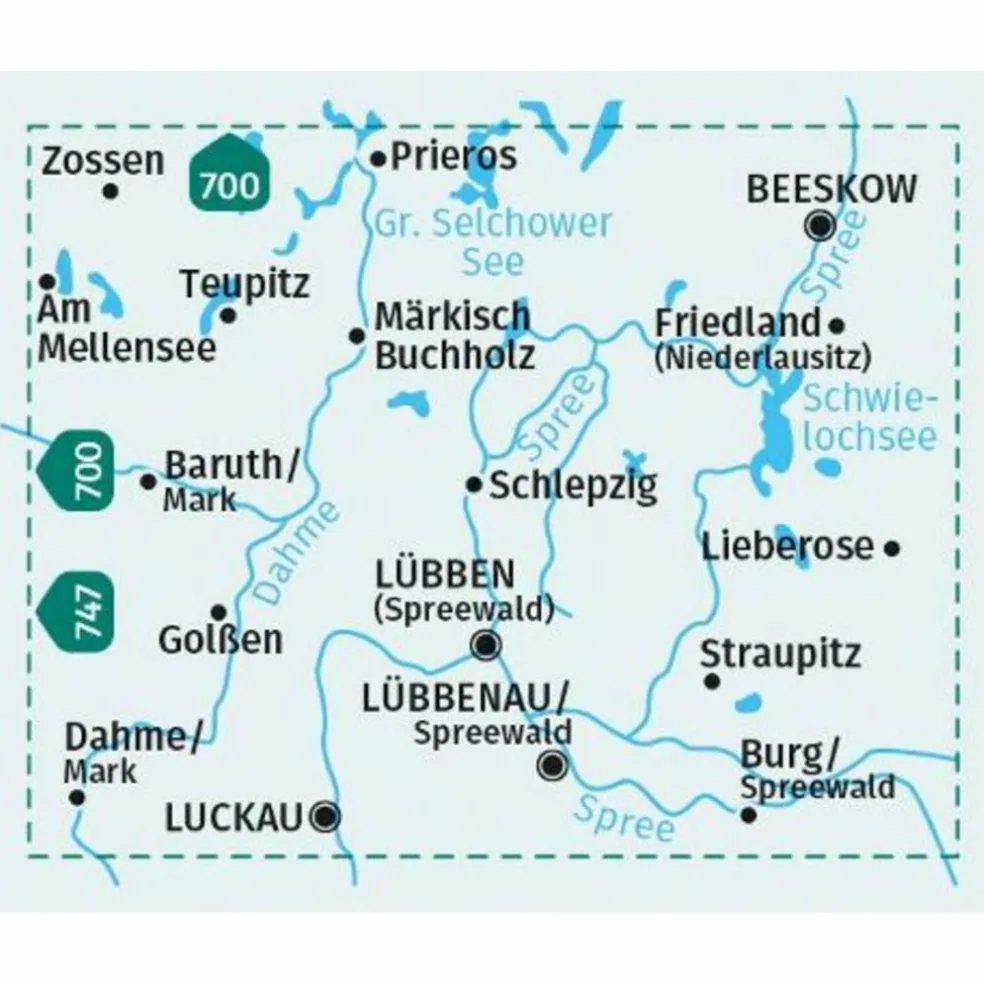 KOMPASS WANDERKARTE 748 SPREEWALD, TEUPITZ, BEESKOW, LÜBBEN