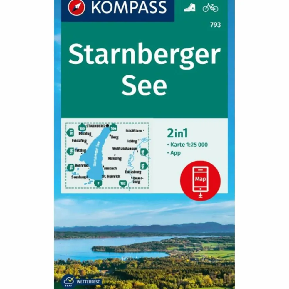 KOMPASS WANDERKARTE 793 STARNBERGER SEE 1:25.000