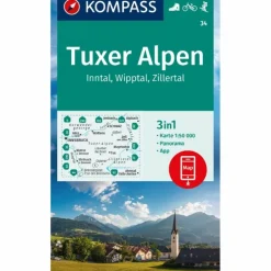 KOMPASS WANDERKARTE 34 TUXER ALPEN, INNTAL, WIPPTAL