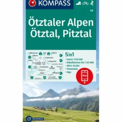 KOMPASS WANDERKARTE 43 ÖTZTALER ALPEN, ÖTZTAL, PITZTAL