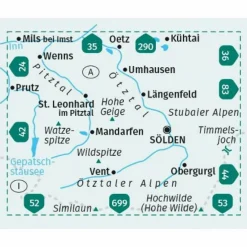 KOMPASS WANDERKARTE 43 ÖTZTALER ALPEN, ÖTZTAL, PITZTAL